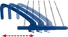 A product image showing a blue, extendable clothes drying rack with multiple ghosted images indicating its telescopic function. Produktbild-Vorschau