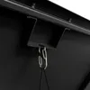 A close-up view of a black metal bracket with a silver carabiner clip attached, hanging from the underside of a black surface. Produktbild-Vorschau