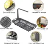 Collage of images showing features of a telescopic sink drain rack. Produktbild-Vorschau