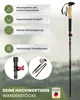 A marketing image showcasing hiking poles with feature callouts and product details. Produktbild-Vorschau