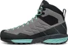 Scarpa Mescalito Mid GTX Wmn Approach Schuhe in Grau mit schwarzen und mintgrünen Akzenten. Podgląd zdjęcia produktu