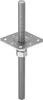 A metal post anchor with a square base and a threaded rod extending upwards and downwards, with a nut securing the base to the lower rod. Produktbild-Vorschau