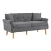 A gray two-seater sofa with wooden legs is shown against a white background. Produktbild-Vorschau