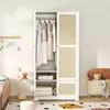 Armoire en rotin blanche 90 x 48 x 180 cm, à deux portes Voir les images du produit 3