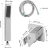 Dimensions of a shower head, hose, and holder. Podgląd zdjęcia produktu