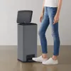 vidaXL Mülleimer mit Pedal Anti-Fingerabdruck 30 L Grau Produktbild-Vorschau 2