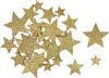 A collection of glittery gold stars scattered on a white background. Produktbild-Vorschau