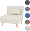 A cream-beige colored armchair with a lumbar pillow, shown on a white background. To the right are circular swatches of different color options for the armchair. Náhled obrázku produktu