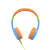 A pair of colorful headphones on a white background.