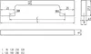 Technical drawing with dimensions and specifications for a cabinet handle. Produktbild-Vorschau