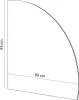 A diagram of a quarter-circle shaped mirror with dimensions indicated. Produktbild-Vorschau
