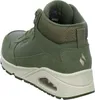 A side view of a green high-top sneaker. Voir les images du produit
