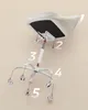 An exploded view of a white office chair with numbered parts indicating assembly. Produktbild-Vorschau