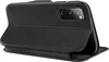 A black flip case for a smartphone is shown from a side-angle, with the front cover open. Produktbild-Vorschau