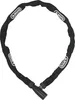 A black bicycle chain lock is laid out in a loop on a white background. Produktbild-Vorschau
