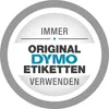 A circular marketing graphic with text promoting the use of original DYMO labels. Voir les images du produit
