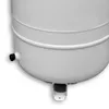 A close-up view of the bottom section of a white expansion tank, showing a black fitting and the metal legs it stands on. Produktbild-Vorschau