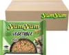 A cardboard box with the Yum Yum logo and a package of Yum Yum Vegetable Flavor instant noodles. Produktbild-Vorschau