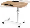 A mobile laptop table with a wooden top and white base, shown on a white background. Produktbild-Vorschau