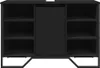 A black vanity cabinet with shelves and a central cabinet door, shown from the front. Produktbild-Vorschau