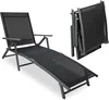 A black folding sun lounger is shown in two views: one fully extended and one folded. Produktbild-Vorschau