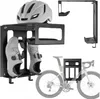 A collage of product images showing a bicycle helmet, cycling shoes, sunglasses, and a bicycle storage rack, with a bicycle silhouette in the background. Náhled obrázku produktu