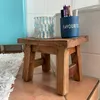 LS-LebenStil Vintage Teak Holz Fuß-Hocker Braun 28cm Produktbild-Vorschau 5