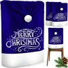 A collage of Christmas chair covers, one shown on a chair, and others displayed individually. Produktbild-Vorschau