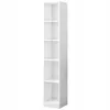 A tall, narrow white bookshelf with five shelves against a white background. Podgląd zdjęcia produktu
