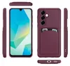Multiple views of a raspberry-colored phone case with a card slot. Produktbild-Vorschau