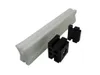 A white foam strip and two black plastic components are arranged on a white background. Produktbild-Vorschau