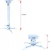 Two views of a white projector mount, one showing its full height and the other showing the base. Produktbild-Vorschau