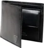 A black leather wallet is shown open. Voir les images du produit