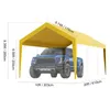 A diagram showing the dimensions of a yellow carport tent with a blue truck underneath. Anteprima dell’immagine prodotto