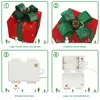 Four panels showing instructions for assembling a Christmas gift box decoration. Podgląd zdjęcia produktu