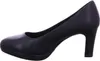 A side view of a black women's pump shoe with a block heel and platform sole. Produktbild-Vorschau