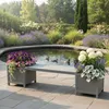 2 Blumenkästen mit Gartenbank in Grau aus Holz Garten Bank Produktbild-Vorschau 4