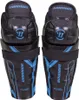 A pair of black and blue hockey shin guards. Produktbild-Vorschau