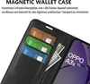 A close-up of a black wallet phone case with cards and money inserted, showing the phone screen. Produktbild-Vorschau