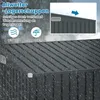 A close-up view of a dark gray metal garden shed roof with rain falling, highlighting its weather-resistant features. Produktbild-Vorschau