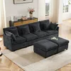 A modern living room with a dark gray sectional sofa and two matching ottomans on a light-colored rug. Anteprima dell’immagine prodotto