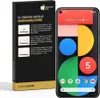 A product box for a Google Pixel 5 screen protector is shown next to the phone itself. Produktbild-Vorschau