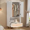 Merax Drehtürenschrank Kleiderschrank mit Rattan-Schublade, Produktbild-Vorschau 1