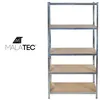 A metal shelving unit with five shelves, shown against a white background. A logo is visible to the left of the shelving unit. Podgląd zdjęcia produktu