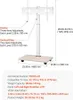 A diagram of a mobile TV stand with dimensions and feature callouts. Náhled obrázku produktu