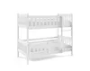 A white wooden bunk bed with a ladder, shown from a side-diagonal angle against a white background. Produktbild-Vorschau
