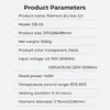 A list of product parameters for a filament dry box. Produktbild-Vorschau