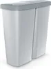A dual-compartment trash can with a gray lid. Produktbild-Vorschau