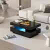 MODFU Table Basse Noire avec Rangement Intégré et Tiroirs - Voir les images du produit 1
