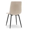 Rear view of a beige upholstered dining chair with black metal legs. Náhľad obrázku produktu